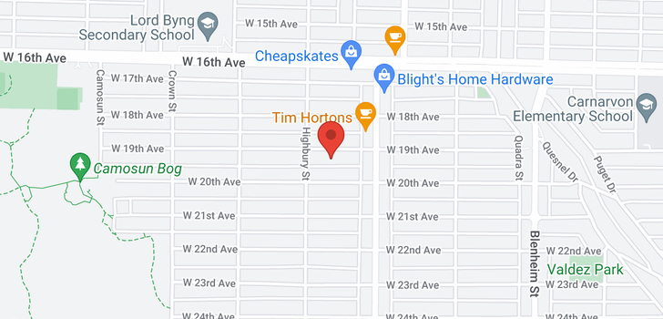 map of 3728 W 19TH AVENUE
